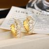 European & American Fashion Irregular Zircon Square Stud Earrings - Light Luxury, Unique Design for Women