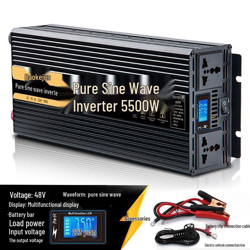 High Power Pure Sine Wave Inverter: 12V/24V Truck To 220V Electric Vehicle, 48V/60V Battery for Home or Car Use.