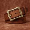 Men'S Casual Handmade Retro Copper Buckle Thickened Leather First Layer Cowhide Belt Men'S Pin Buckle Personalized Niche Belt