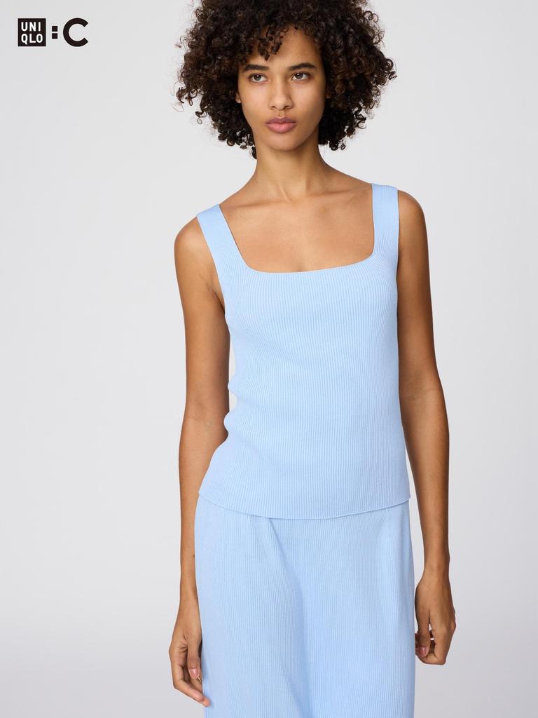 Uniqlo Japan 3d Ribbed Square Neck Sweater Sleeveless