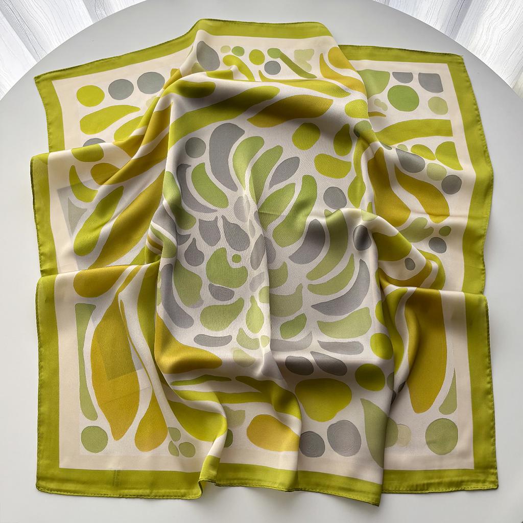 Luxury Square Scarf For Women Ladies Hijab Color Print Neckerchief Bandanas Summer Soft Stain Elegant Faux Silk Scarves Shawl