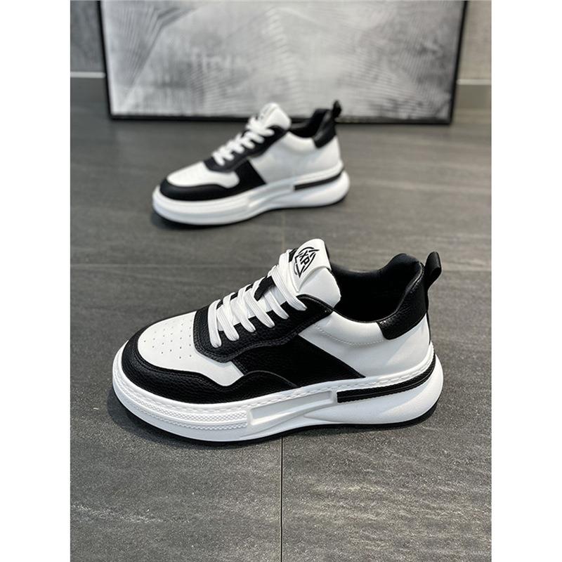 Spring New Leather Lightweight Sports Shoes Platform-soled Versatile Men's Shoes Men's Comfortable Little White Shoes Casual Shoes Qs