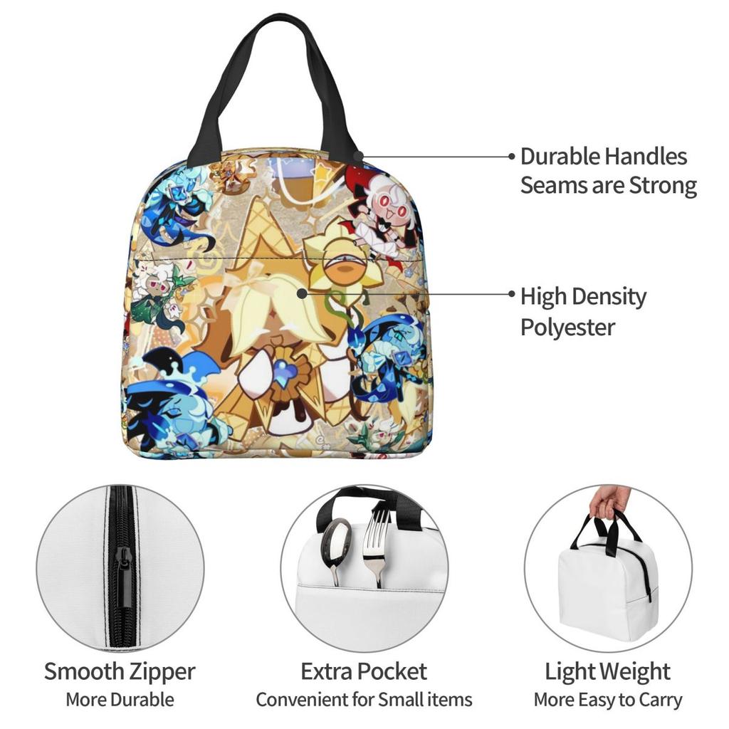 Cookie Run Kingdom Insulated Lunch Bag for Kids School Cooler Thermal Food Box Tote Portable Lunch Boxes Container
