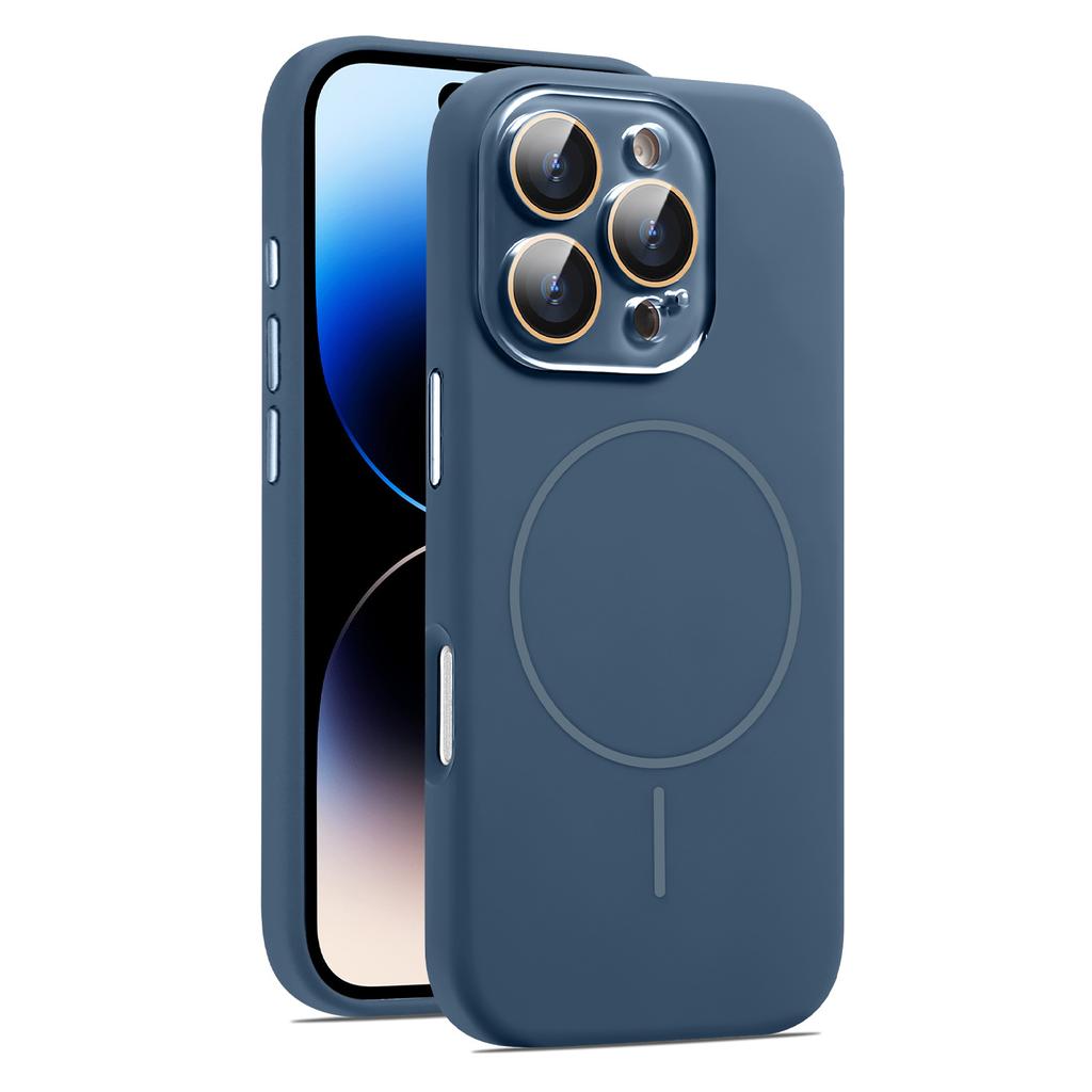 Für iPhone 16 Pro Max Hülle Kompatibel mit MagSafe Flüssigsilikon Anti-Fall Handyhülle mit Objektivfolie