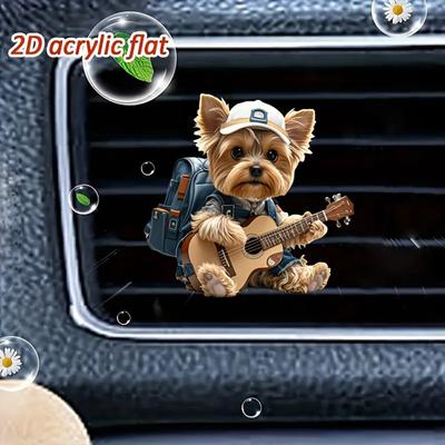 Clip per Bocchetta dell'Aria per Auto Yorkie Simpatico Cagnolino Deodorante Pendente per Automobile con Fragranza