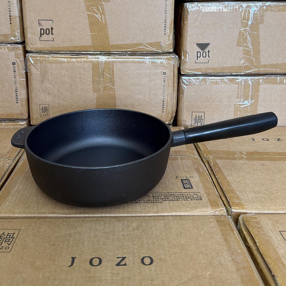 

24/28cm Cast Iron Deep Frying Pan & Stew Pot - Non-Stick, No Coating, Flat Bottom for Household Use Default