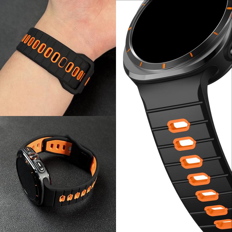 Silicone Strap with Horizontal Stripes for Galaxy Watch 7 Ultra sports strap breathable and comfortable Watch Band