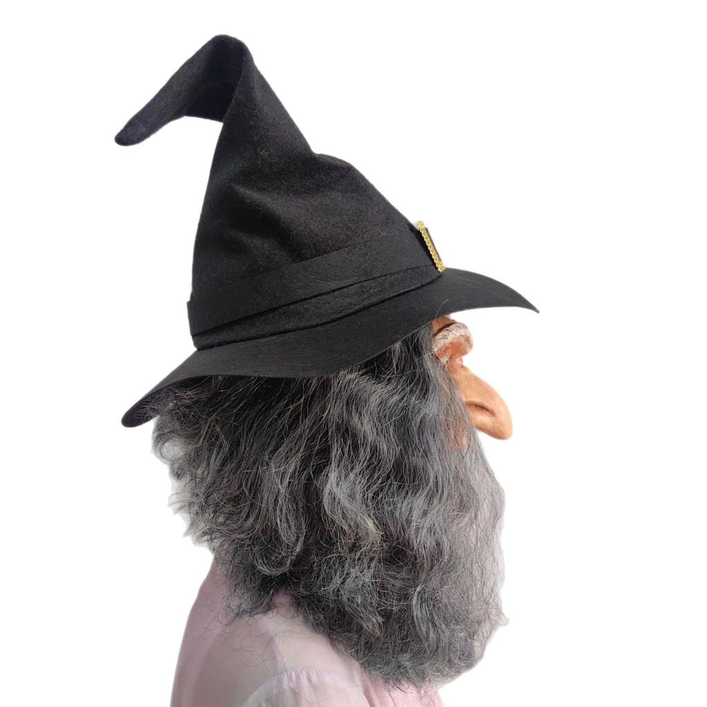 Witch With Hat Mask Cosplay Sorceress Old Nana Grandma Witches Latex Helmet Halloween Carnival Dress Up Party Costume Props