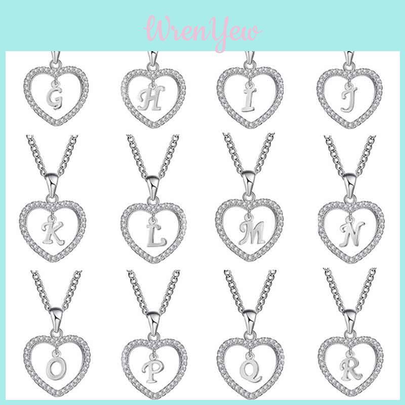 Timeless 26 Letters Heart Love Crystal Women Silver Plated Chain Necklace Jewelry Embracing Endless Love