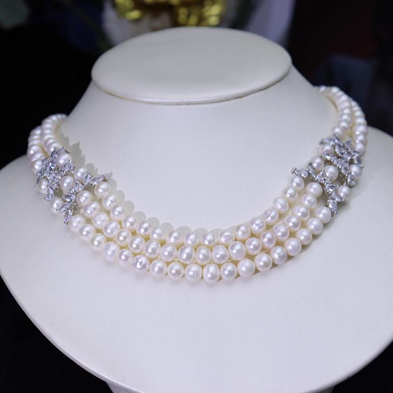 French Retro Freshwater Pearl Necklace - 6-7mm Versatile Niche Fashion Collarbone Chain 6-7mm
