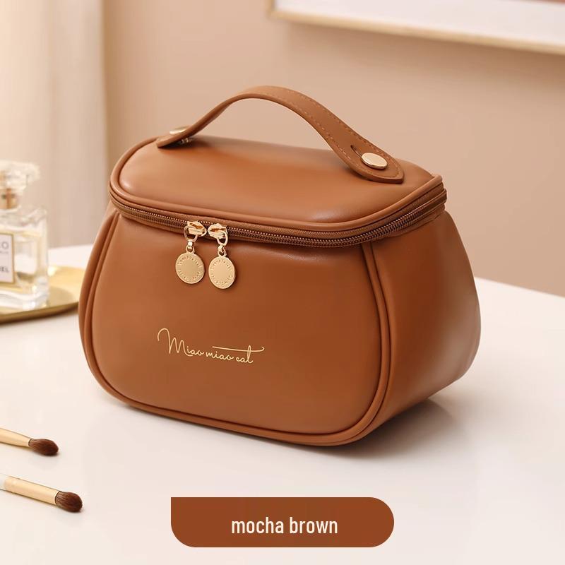 Women's 2025 Portable Waterproof Cosmetic Bag with Brush and Lipstick Storage, Layered Travel Pouch