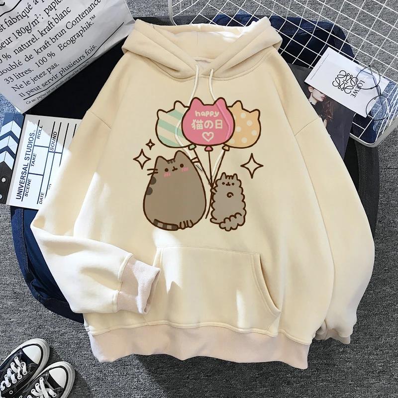 Women's Cat Hooded Sweatshirt 2025 Cartoon Costume Korean Harajuku Kawai Style Oversized