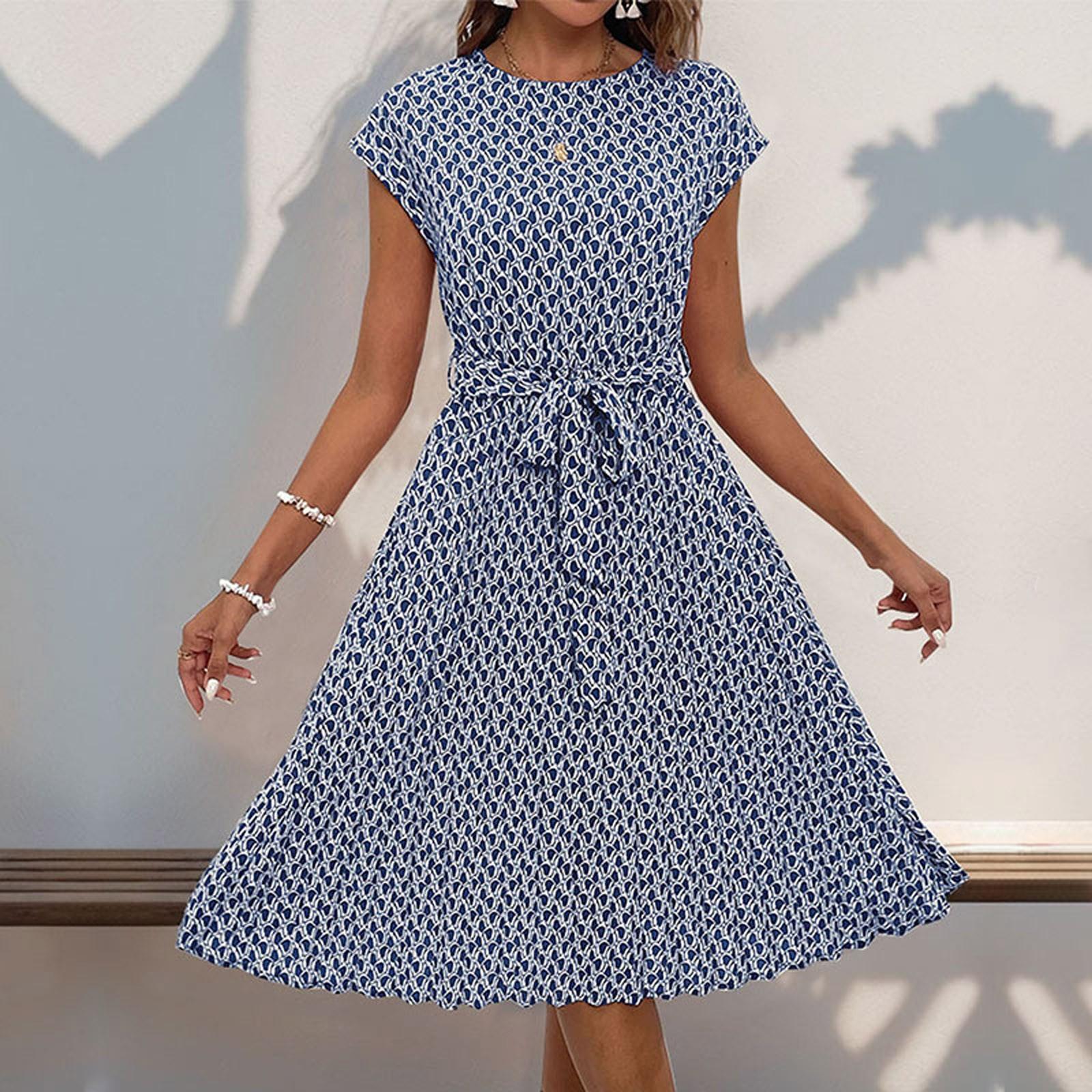 

Женское повседневное свободное платье с принтом и плиссировкой на талии Платье с принтом и плиссировкой на талии L