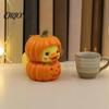 Compact Resin Sculpture for Windows Halloween Pumpkin Duck Ornament, Stacked Yellow Decorative Cartoon Figures Figurines, Cute Mini Desktop Decor Home