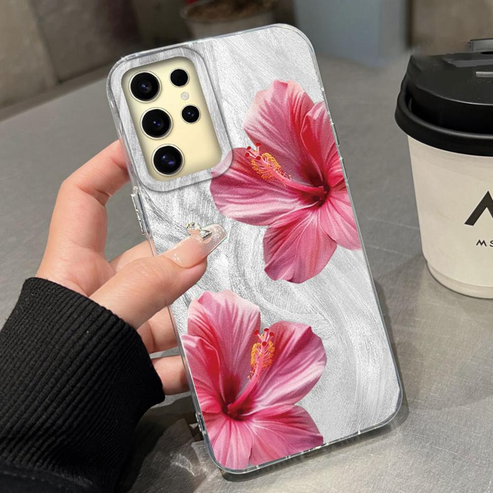 Pink Lily Flower Hard Back Print For Samsung Galaxy S25 Ultra S26 S23 S24 Plus S21 FE S22+ S26+ Shockproof Cover Phone Case Girl