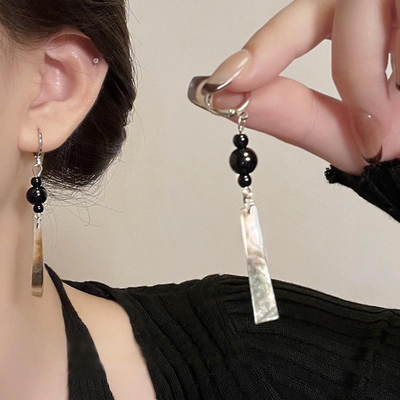 Ancient style super fairy bamboo flower pearl fringed stud earrings ear hook explosion Chinese style versatile earrings earrings