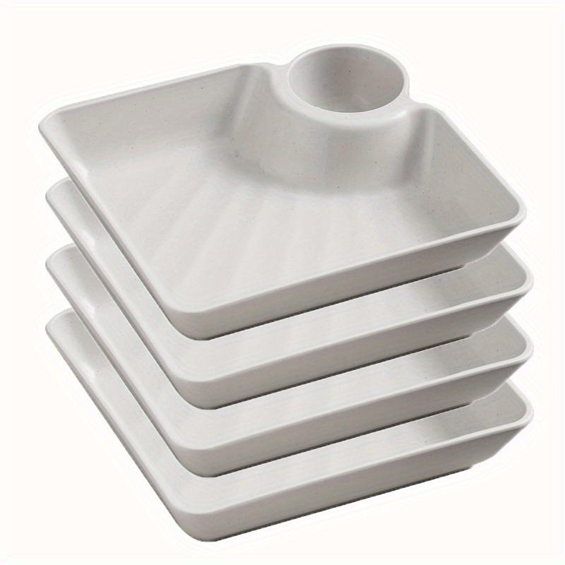 4pcs Plastic Serving Platter Set, 7.3''x6.6'' Sturdy Snack Plate for Sushi, Appetizer, Charcuterie, Potato Chip Dishes, Plates