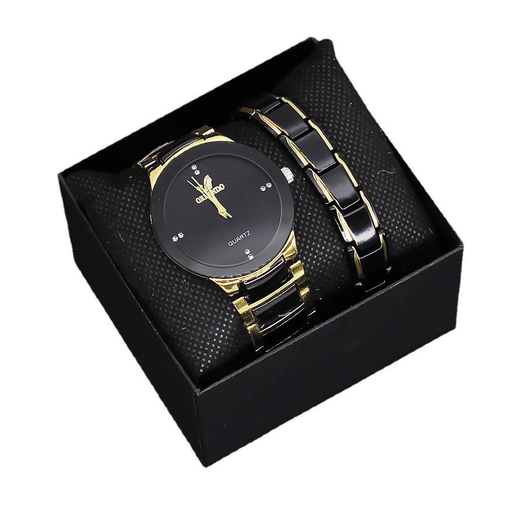 Couples Quartz Wristwatch Set - Stainless Steel Band