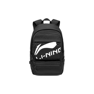Li Ning Sports Lifestyle Series Fashion Eco-Friendly Zipper Logo Print Polyester Sports Backpack Unisex Backpack Black ABSU181-1