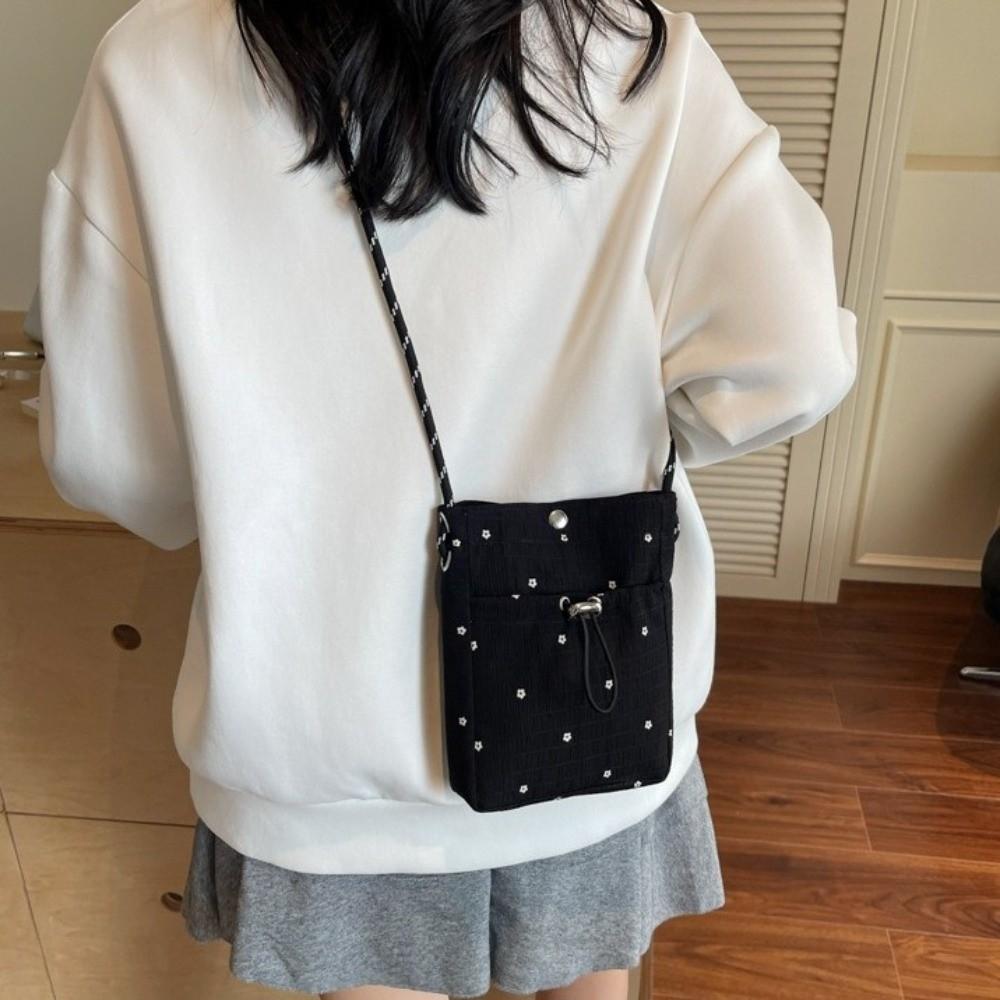 Flower Printed Pleated Cloud Crossbody Bag Lightweight Folded Slant Bag Phone Shoulder Bag Daily