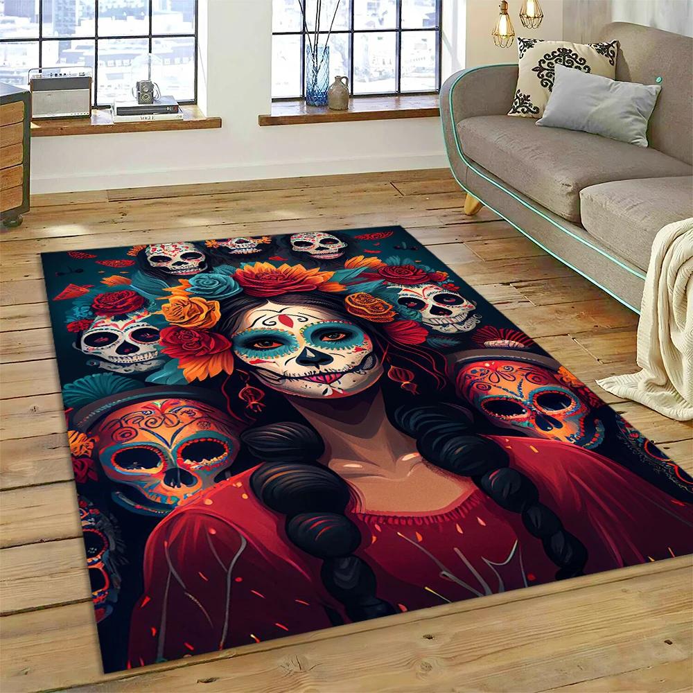Horror czaszka dziewczyna martwa gotycka nieumarła kobieta dywan dywan dla domu salon sypialnia Sofa wycieraczka wystrój, dywanik dziecięcy mata antypoślizgowa