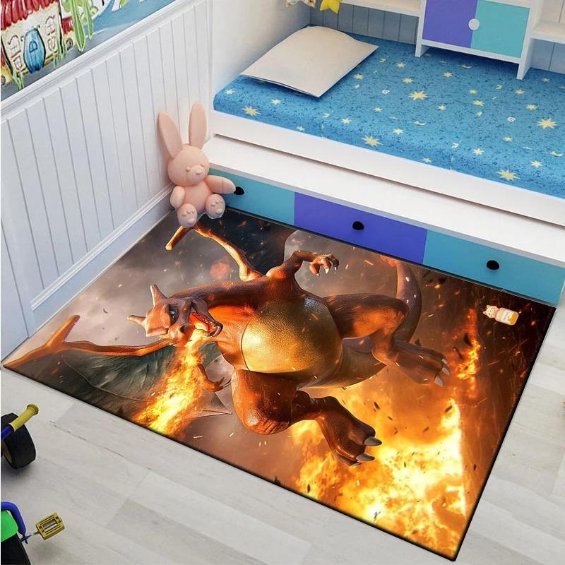  Japanese Anime Pokemon Charizard Cartoon Rugs Carpet Living Room Bedroom Bedside Doormat Home Decor Non-slip Large Mats