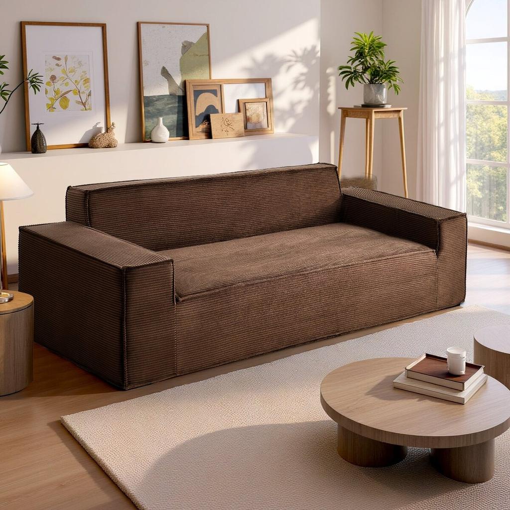2110 mm Modern Sofa, Comfy Corduroy Couch with Deep Seats, Cloud Sofa with Wide Armrests, No Assembly Required, Large Plush Couch Ideal for Living