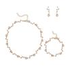 Cross-Border Light Luxury Jewelry: Diamond Leaf Necklace, Earrings & Bracelet Set (4-Piece Bridal Accessories)
