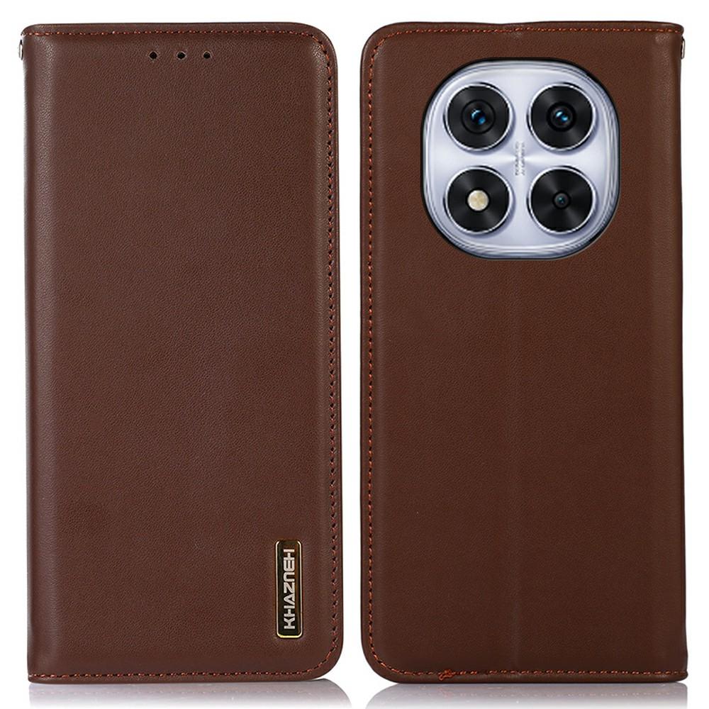 KHAZNEH Etui dla Xiaomi Redmi Note 14 Pro 5G/Poco X7 5G Portfel z prawdziwej skóry bydlęcej Pokrowiec na telefon Tekstura Nappa