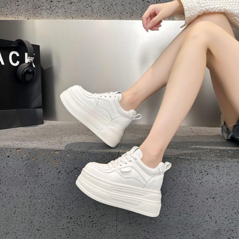 

Leather little white shoes inner height increase women s shoes platform muffin shoes new versatile and thin casual white travel shoes 35 белый