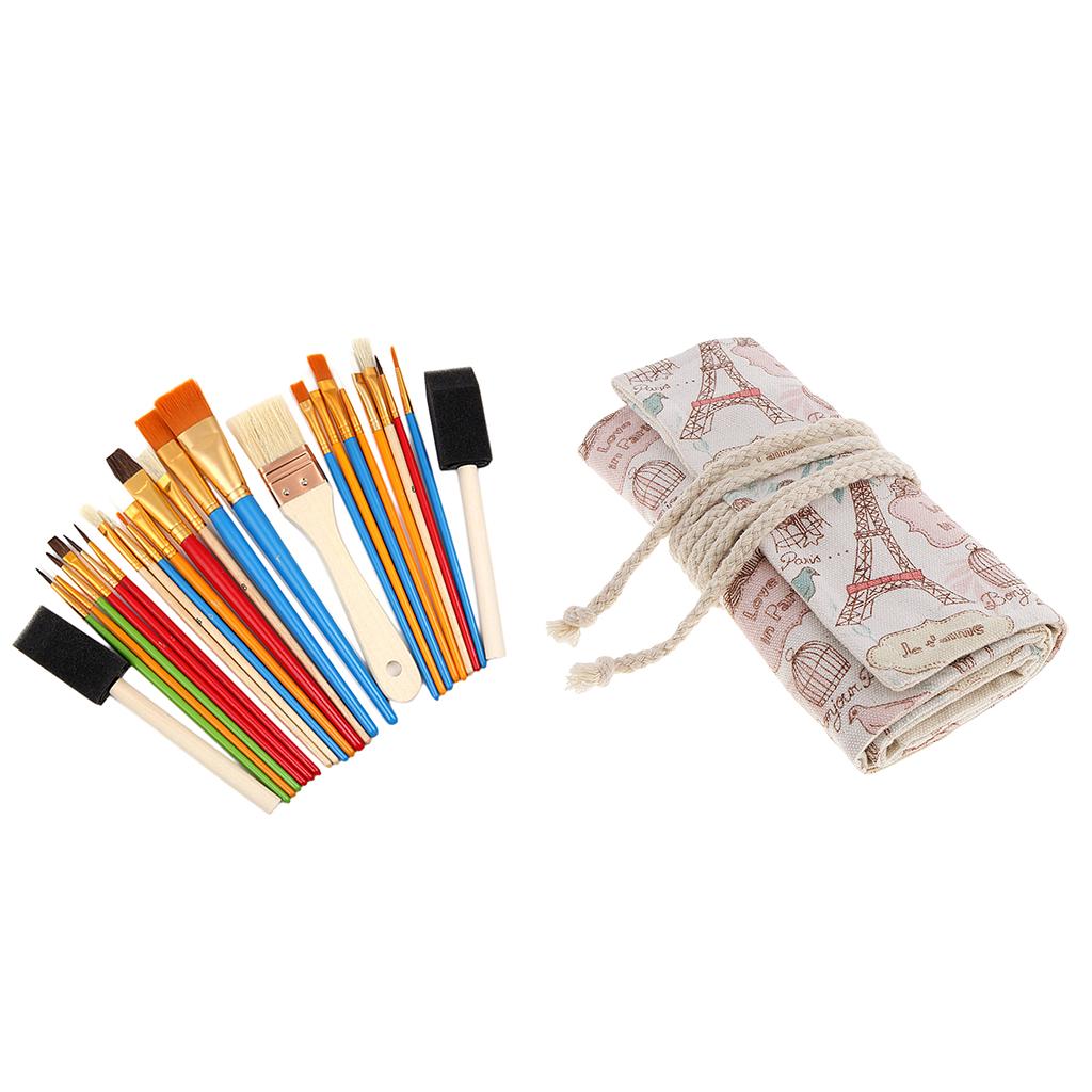 Buy 1xRoll Up Canvas Paint Brush Bag 36 Holes, 25x Artists Oil at