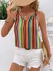 Colorful Striped V-Neck Sleeveless Women's Tank Top