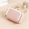 Leather Kiss Lock Coin Purse Solid Color Square Leather Jewelry Bag Multifunctional Wallet