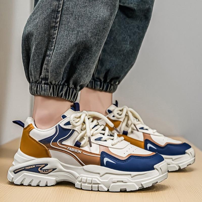 Men Thick Sole Non Slip Running Sneakers, Student Daily Athletic Sports Shoes