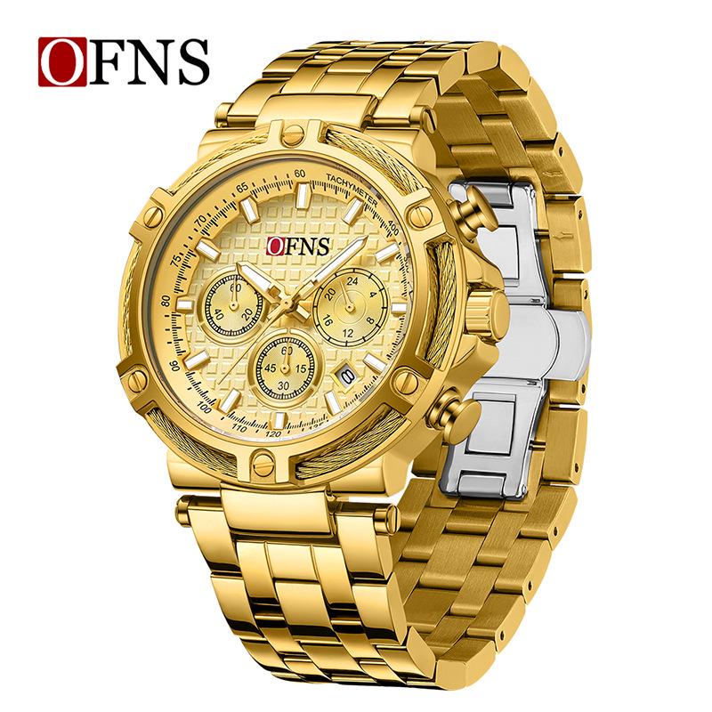 Oufanni Shi Men's Multifunctional Chronograph: Waterproof Quartz Watch with Luminous Strap & Calendar