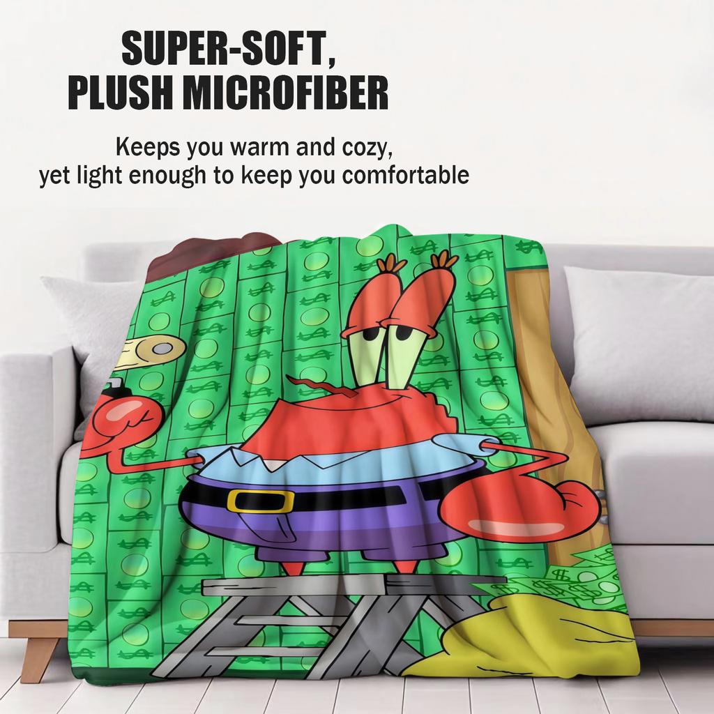 SpongeBob: Mr. Krabs Obsessed with Money–Wall of Banknotes Blanket Soft Multifunctional Decortive Universal Throw Blankets Gift
