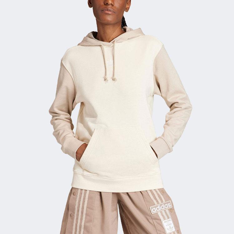 Adidas Originals Neutral Court Patchwork Logo Hoodie Women Hoodie Beige IS5244