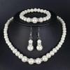 Pearl Jewelry Set: Necklace, Earrings & Bracelet for Women - Perfect Gift for Mom or Wedding