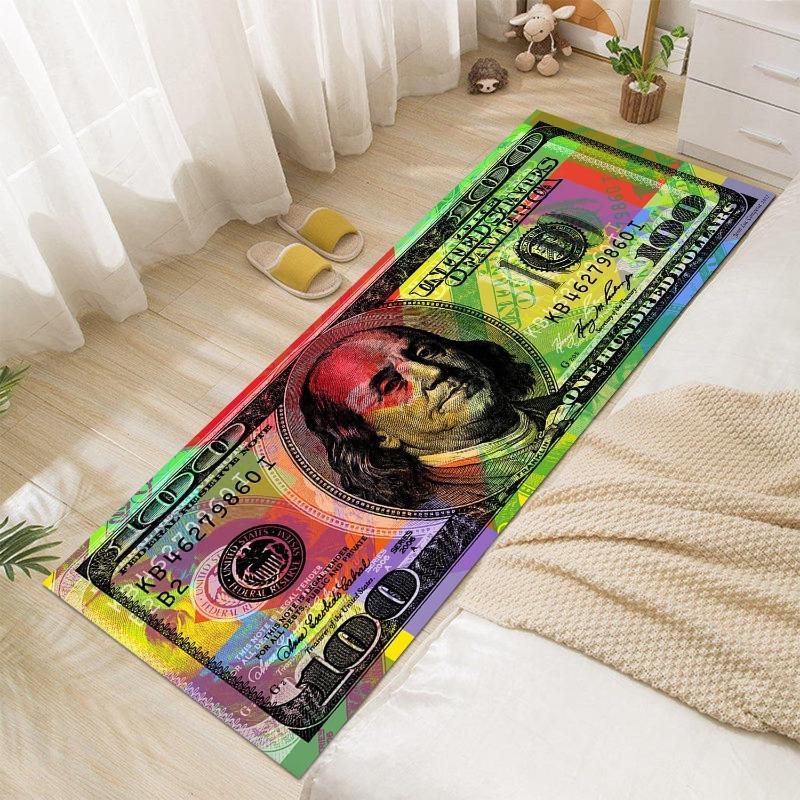 Dollar Bill Runner Rug Burning Currency Design Non-slip Carpets Creative Edgy Home Decor Entryway Mat Visual Art Portrait Carpet