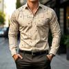 Essential Men's Geometric Pattern Long-Sleeve Shirt, Stylish & Versatile.