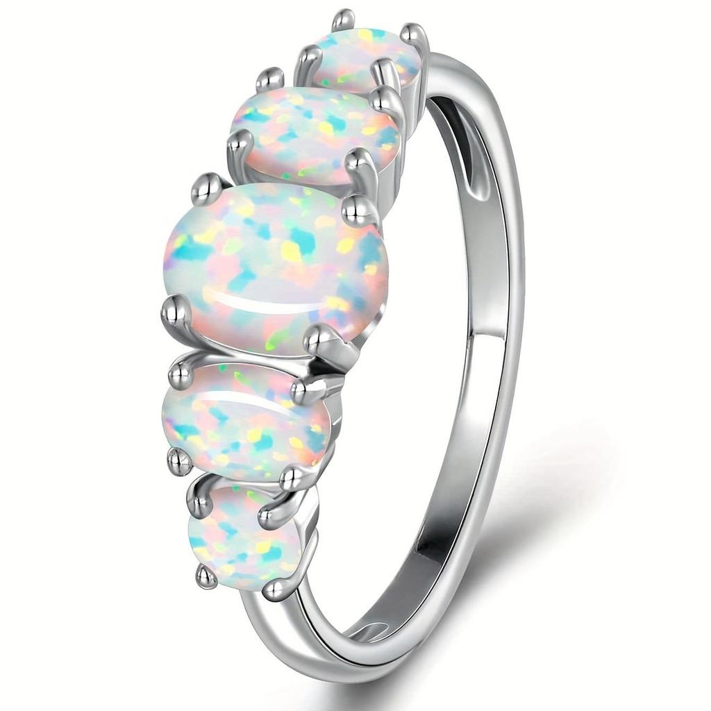 European and American Fashion Women's Egg-shaped Opal Ring - Elegant and Unique Jewelry Gift