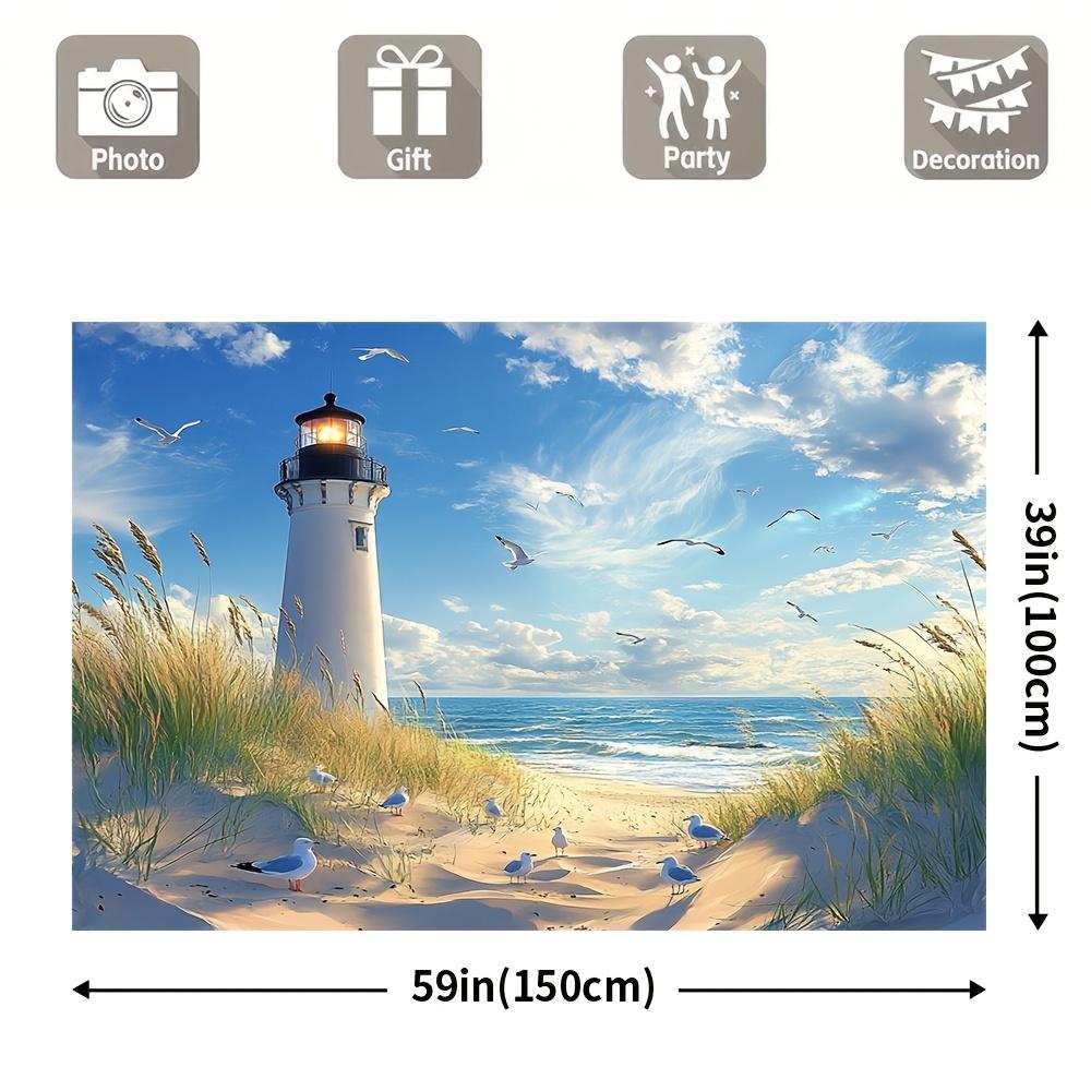 A Coastal Lighthouse Tapestry: Bring the Beauty of the Seaside into Your Home with This Stunning Wall Art Featuring a Majestic