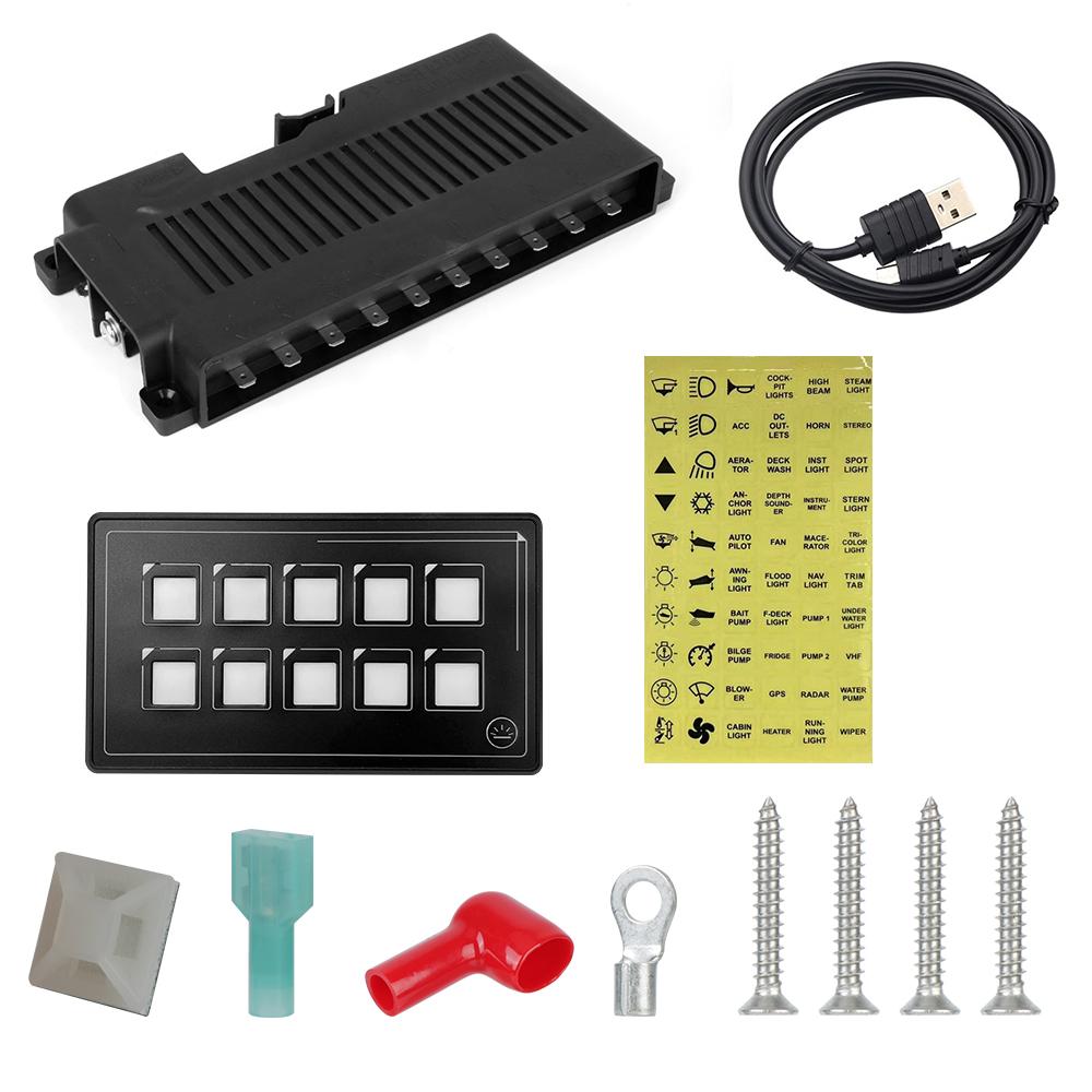 APP Control Circuit Control with PPTC USB Cable with Backlight Universal 10V-30V Button Switch Panel 6 Pin Membrane Control Box