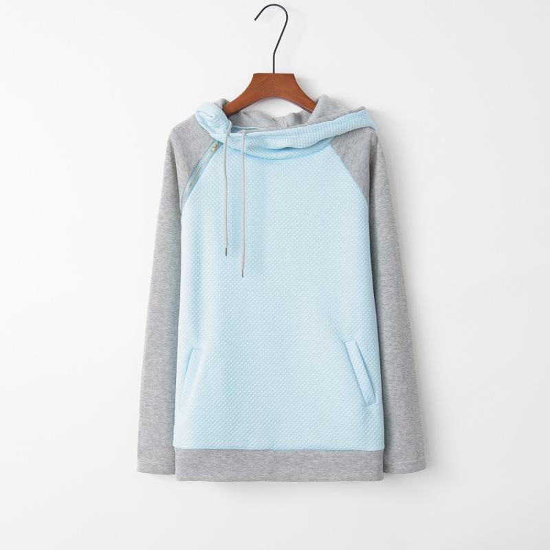 New 2020 Autumn/Winter Women's Patchwork Hooded Zipper Long Sleeve Hoodie, European American Style
