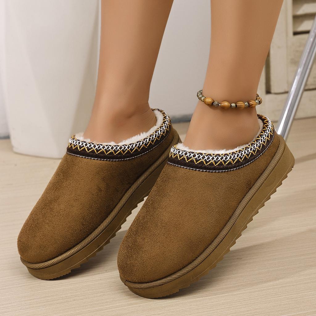 2025 Sunflower sole foreign trade lazy snow boots women's winter new bag head slippers muffin thick sole warm