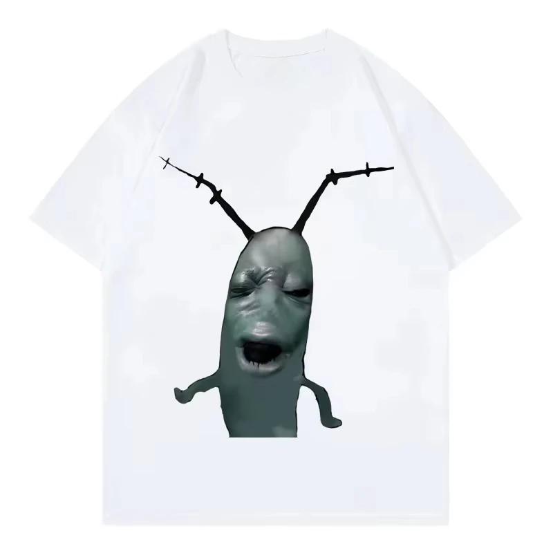 Cursed Plankton Funny Meme T Shirts Gothic Fashion Oversized T-shirt Casual Pure Short Sleeve T-shirts Unisex Streetwear S