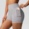 Pantaloni da yoga tinta unita con tasche – pantaloncini fitness traspiranti a vita alta snellenti per donna