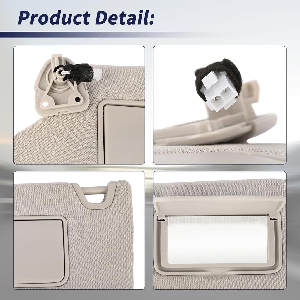 Driver Side Sun Visor Fit For Nissan Maxima 2016 2017 2018     Replace 96401-9DE0A Front Left | Sun Protection Shade | Makeup Mirror | Vanity Light |