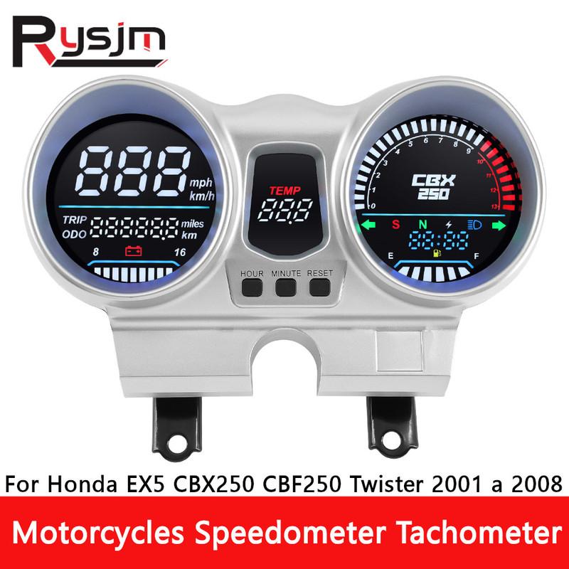 ized LCD Digital 12V Motorcycle Speedometer Dashboard Gauge Tachometer For Honda CBX250 CBF250 Twister 2001-2008