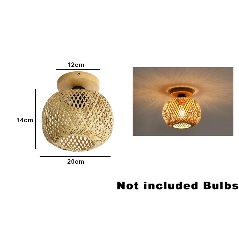 

Bamboo Ceiling Lamp E27 Hand Woven Ceiling Lights Rattan Wicker Cagel Lamp For Home Decor Hallway Stair Indoor Lighting Fixtures No bulb AC85-265V